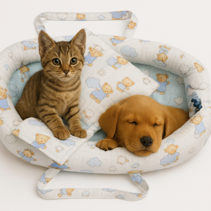 Culcuș tip cuib pentru câini și pisici de talie mică, model Ursuleți