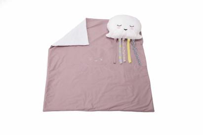 Set paturica pentru bebelusi 100x110 cm cu perna Meduza Roz