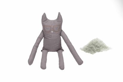 Perna decorativa in forma de pisica SomnArt, cu sare si bumbac, gri