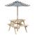 Masă de picnic pentru 4 copii, cu umbrelă, lemn masiv brad GartenMobel Dekor
