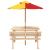 Masă de picnic pentru 4 copii, cu umbrelă, lemn masiv brad GartenMobel Dekor