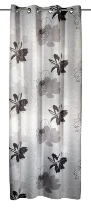 Draperie blackout gri cu inele Vegas, model floral, 135 x 245 cm