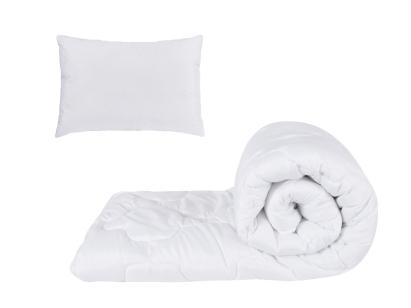 Set pilotă albă 150x200 cm 250 gsm cu pernă matlasată 50x70 cm