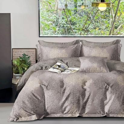 Lenjerie de pat Percale 2PXXL din bumbac, 4 piese, maro/crem, PRC167