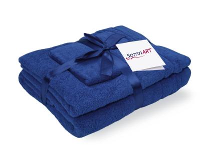 Set prosoape baie Somnart din bumbac 600 GSM, 3 piese, albastru