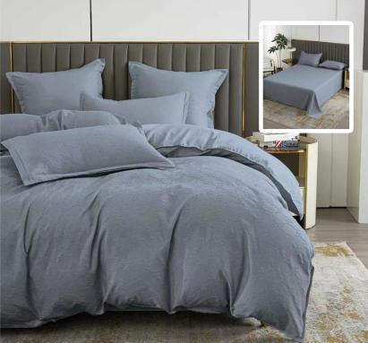 Lenjerie de pat 6 piese antracit Natur Uni Baroque 200x230 cu 4 fete de perna