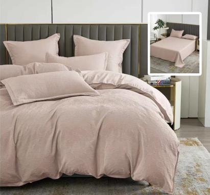 Lenjerie de pat 6 piese Natur Uni Baroque cappuccino, 200x230, pat dublu