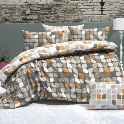 Lenjerie de pat 4 piese Ranforce gri, 200x230, 2 fețe de pernă, RNFN 274