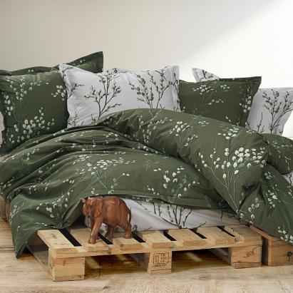 Lenjerie de pat verde din bumbac ranforce, 4 piese, 200x230, RNFN 254