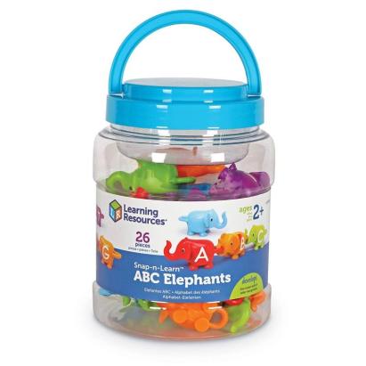 Elefantei cu litere, set educativ pentru invatarea alfabetului, 26 piese
