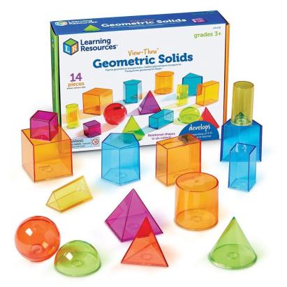 Set forme geometrice 3D transparente colorate pentru invatare