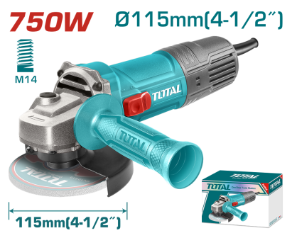 Polizor unghiular TOTAL 115 mm, 750W, filet M14, gama industriala