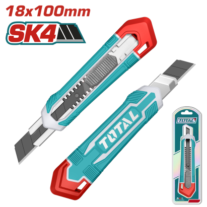 Cutter TOTAL 18x100 mm cu lama SK4 si sistem de fixare, 179 mm