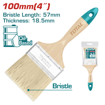 Pensula de vopsea TOTAL 100 mm cu maner din lemn pentru acoperire uniforma