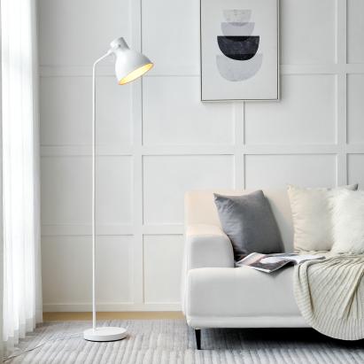 Lampadar Belfast alb reglabil din metal, design modern, 165 cm