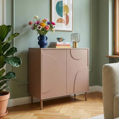 Comodă living Holea cu 2 uși, maro mocha, 75x70x34 cm