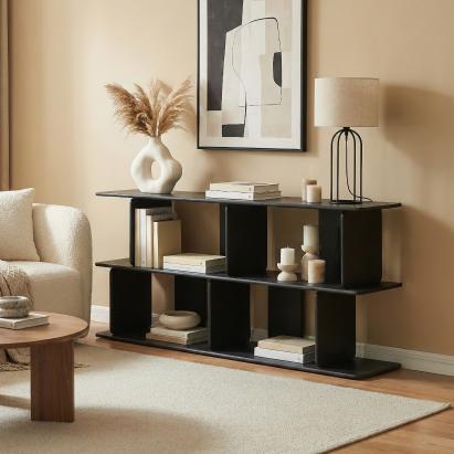 Bibliotecă joasă Gäljami neagră 160x35x74 cm, tip lowboard