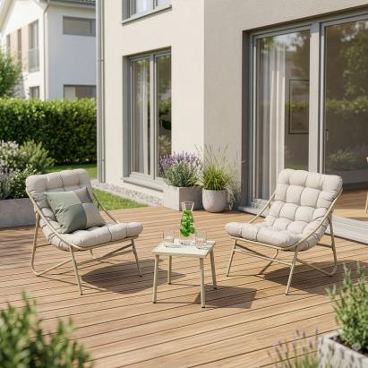 Gartenmöbelset Trölleping 3-tlg. Beige [en.casa]