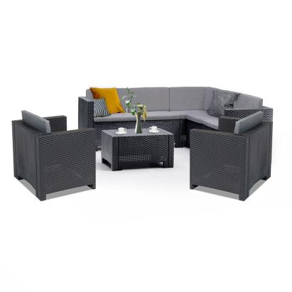 Set mobilier de grădină de colț Leziter City, 7 locuri, grafit