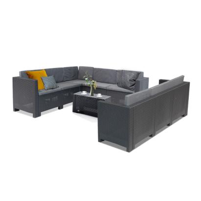 Set mobilier de grădină colțar Leziter City Big, 8 locuri, grafit