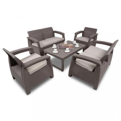 Set mobilier de grădină Curver Corfu Large II Lyon 6+1 cappuccino