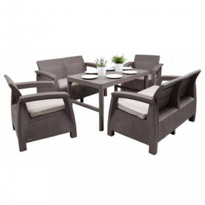 Set mobilier de grădină Curver Corfu Large Lyon 6+1, cappuccino