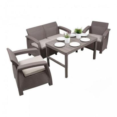Set mobilier de grădină Curver Corfu Lyon 4+1, cappuccino