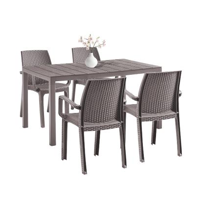 Set mobilier de grădină Leziter Indy 4+1, cappuccino, 4 scaune și masă