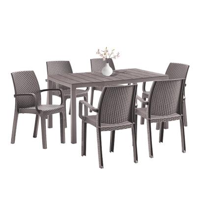 Set mobilier de grădină Leziter Indy 6+1, cappuccino, 6 scaune și masă