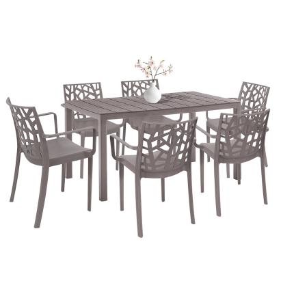 Set mobilier de grădină Nassau 6+1, cappuccino, masă și 6 scaune