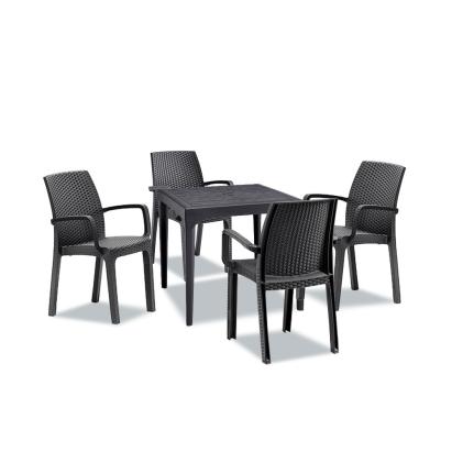 Set mobilier de grădină Leziter Natale 4+1, grafit, masă și 4 scaune
