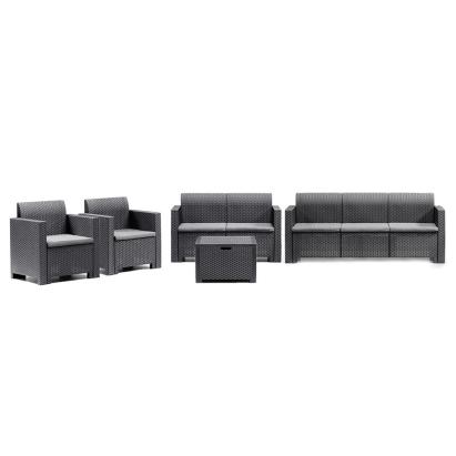 Set mobilier de grădină Leziter Nero Big, 7 locuri, grafit