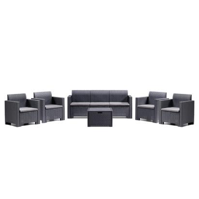 Set mobilier de grădină Leziter Nero II Large, 7 locuri, grafit