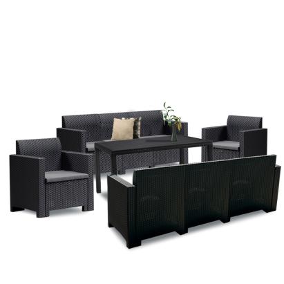 Set mobilier de grădină Leziter Nero IV, 8 locuri, grafit