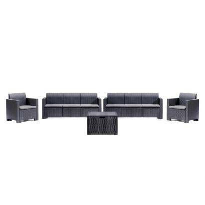 Set mobilier de grădină Leziter Nero Large, 8 locuri, grafit
