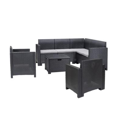 Set mobilier de grădină colțar Leziter Nero V, 7 locuri, grafit