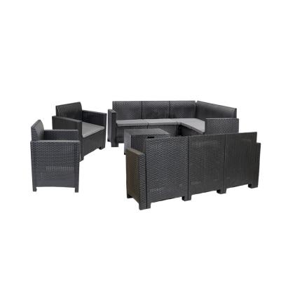 Set mobilier de grădină colțar Leziter Nero VI, 10 locuri, grafit