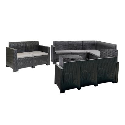 Set mobilier de grădină de colț Leziter Nero VII, 10 locuri, grafit