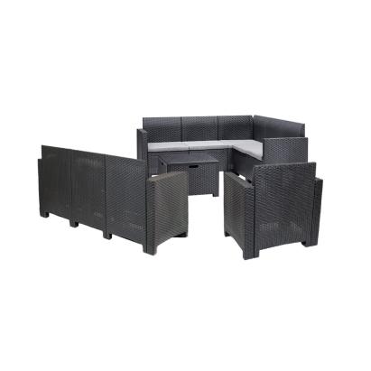 Set mobilier de grădină colțar Nero VII, 9 locuri, grafit, Leziter