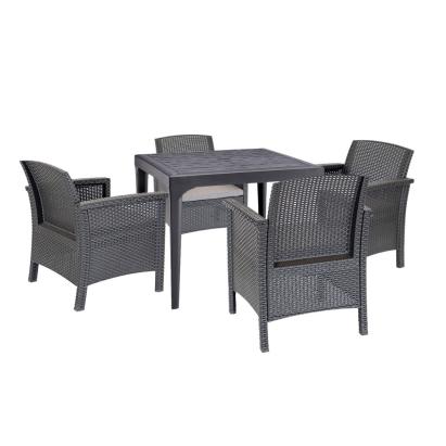 Set mobilier de grădină Leziter Rimer 4+1, grafit, cu perne