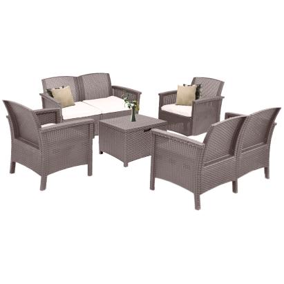 Set mobilier de grădină Leziter Venus Big, 6 locuri, cappuccino