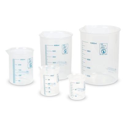 Set pahare gradate pentru laborator, 5 volume, plastic rezistent