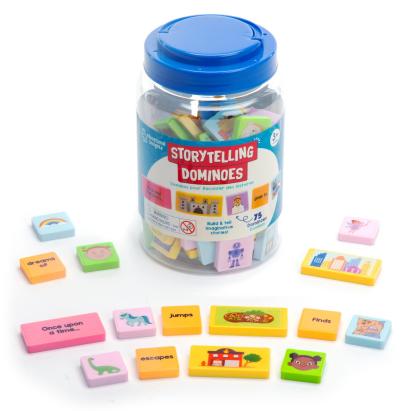 Domino educativ pentru construit povești, 75 piese, 3 ani+
