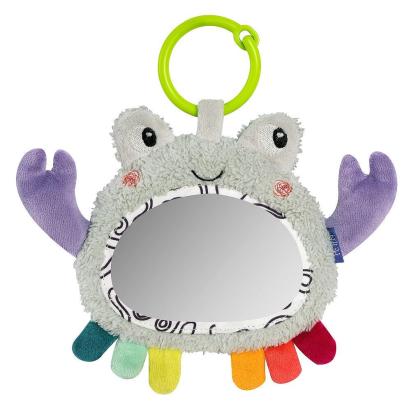 Oglinda pentru bebelusi Crabul vesel cu texturi moi si inel de prindere