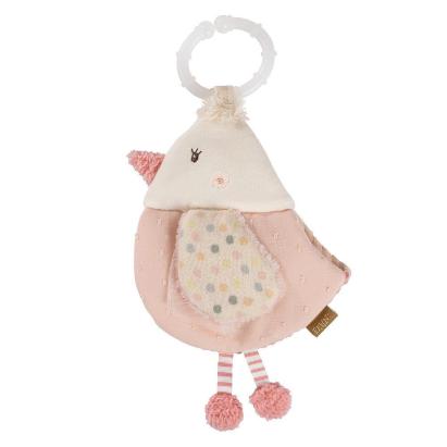 Cărticică din pluș pentru bebeluși Fehn, Pasăre pastel, 22 cm