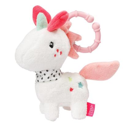 Jucarie de plus unicorn mini pentru bebelusi, cu inel de prindere, 16 cm