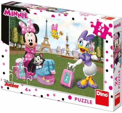 Puzzle Minnie si Daisy cu 24 piese din carton rezistent pentru copii