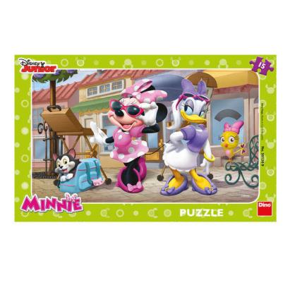 Puzzle Minnie si Daisy la plimbare, 15 piese, carton rezistent, 3+ ani