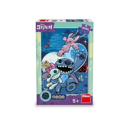 Puzzle neon XL cu Stitch, 100 piese mari fosforescente pentru copii
