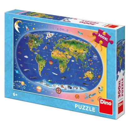 Puzzle XL Harta Lumii cu 300 piese educativ pentru copii 6-10 ani